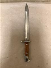 GERMAN WWII K98 MAUSER BAYONET FIXED BLADE COMBAT KNIFE WITH WOODEN HANDLE